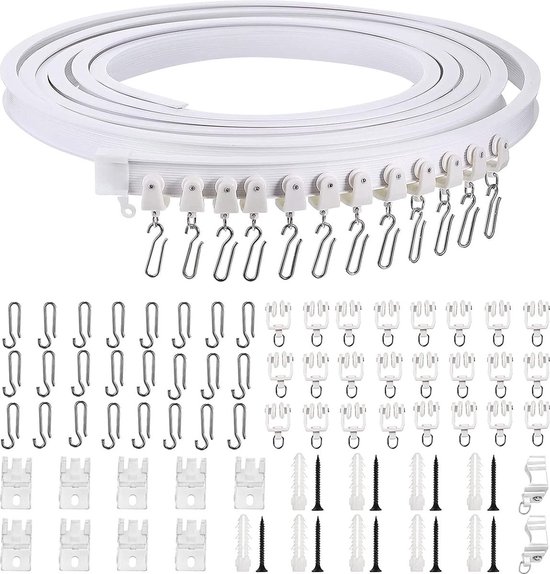 Rail de rideau autocollant WNHB® 3 mètres pour plafond ou mur - Aucun Embouts ni Outils