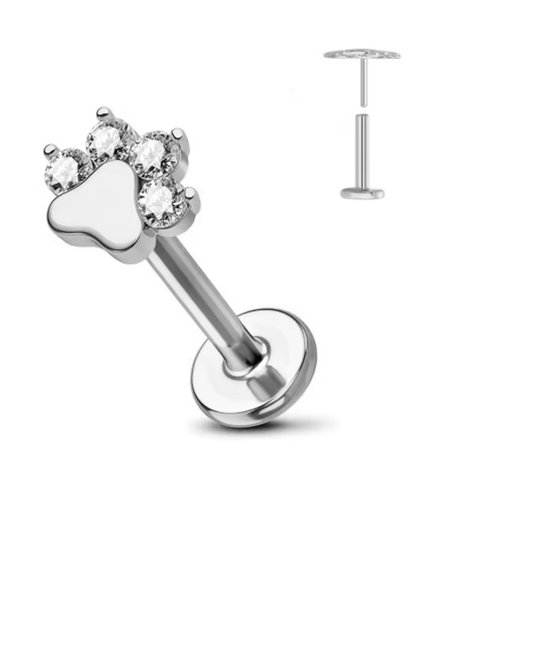 Piercing d'oreille - Couleur : Argent - Dimensions : 12 x 6 MM - Titane - Tragus / Cartilage / Helix / Conque - Piercing d'oreille - Bijoux de piercing - Haute qualité - Piercing Labret - Bijoux de Luxe - Boucles d'oreilles