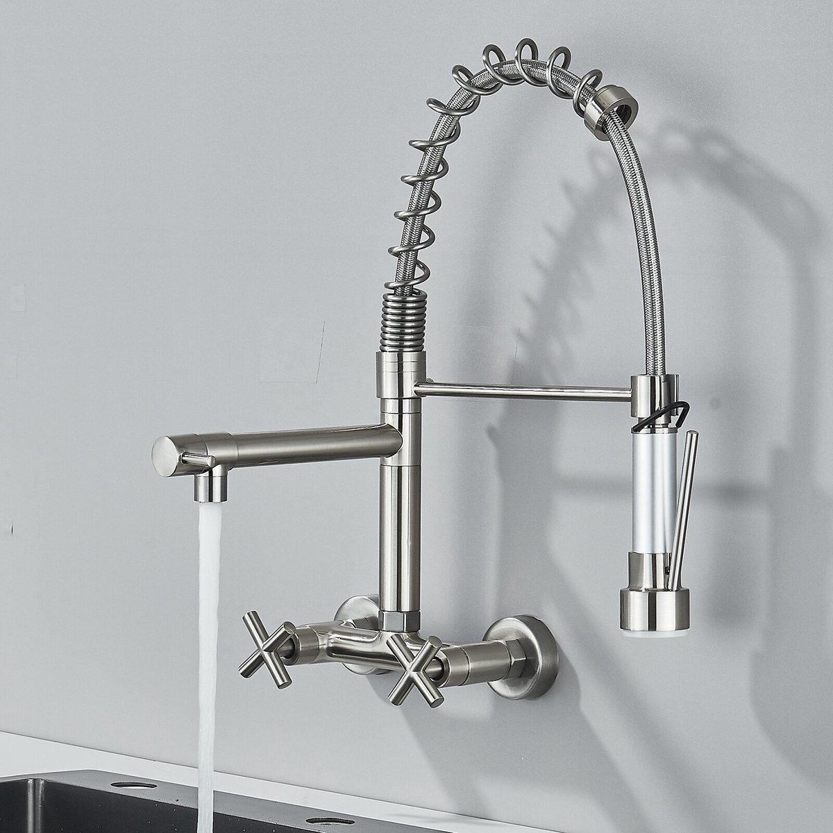 Massief Messingen Keukenkraan voor Warm en Koud Water (Dubbele Uitloopfunctie)‌