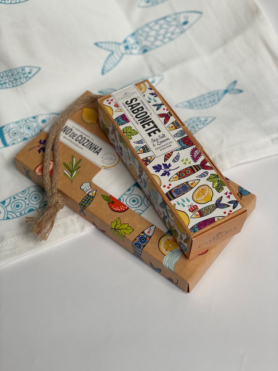 Castelbel Giftset - cadeauset - handzeep met theedoek - soap on a rope citroen zeezout - keukenhanddoek - Portugal