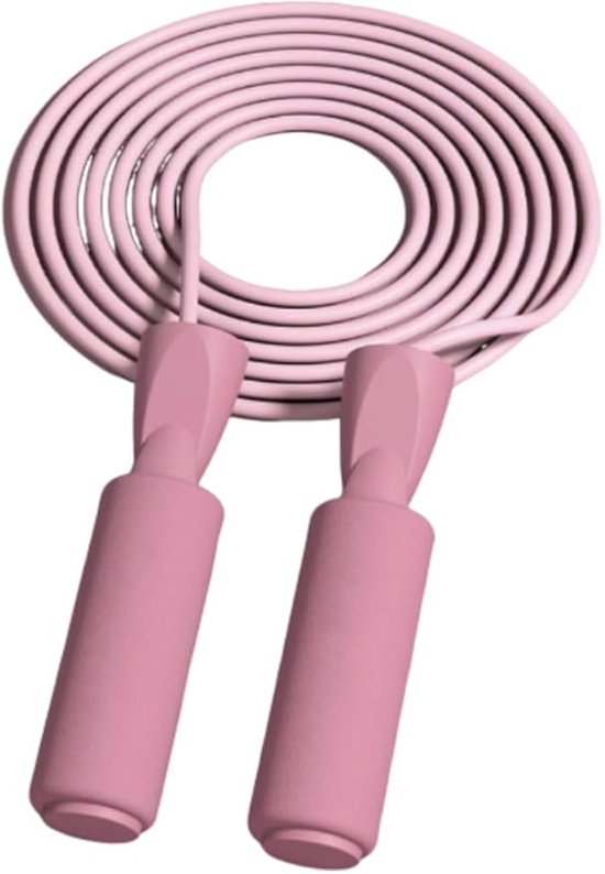 Springtouw voor fitness, verstelbare springtouwkabel met kogellagers, knoopvrij springtouw voor mannen en vrouwen, springtouwtraining met schuimrubberen handgrepen, ideaal voor cardio- en trainingsoefeningen, roze