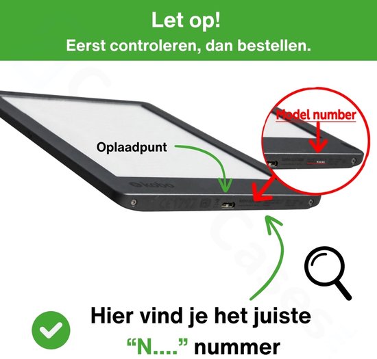Lunso Geschikt voor Kobo Aura Edition 2 hoes (6 inch) - Leren sleepcover - Zwart van Lunso — afbeelding 3