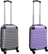 Travelerz kofferset 2 delig ABS handbagage koffers - met cijferslot - 27 liter - zilver - lila