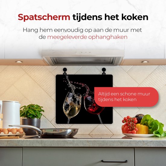 KitchyMist Inductie Beschermer 60x52 cm - Wijn - Kookplaat Beschermer - Afdekplaat voor Kookplaat - Inductie Mat - Spatscherm Achterwand Keuken