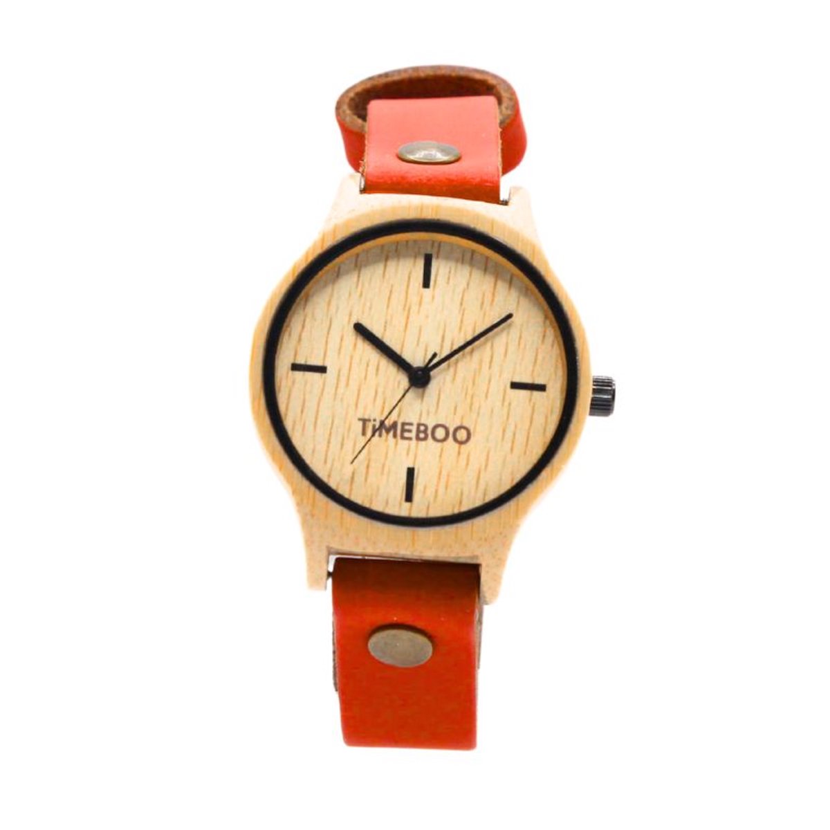 Timeboo horloge Twist | Bamboe houten horloge | dames - leer - Terra - zonder cijfers