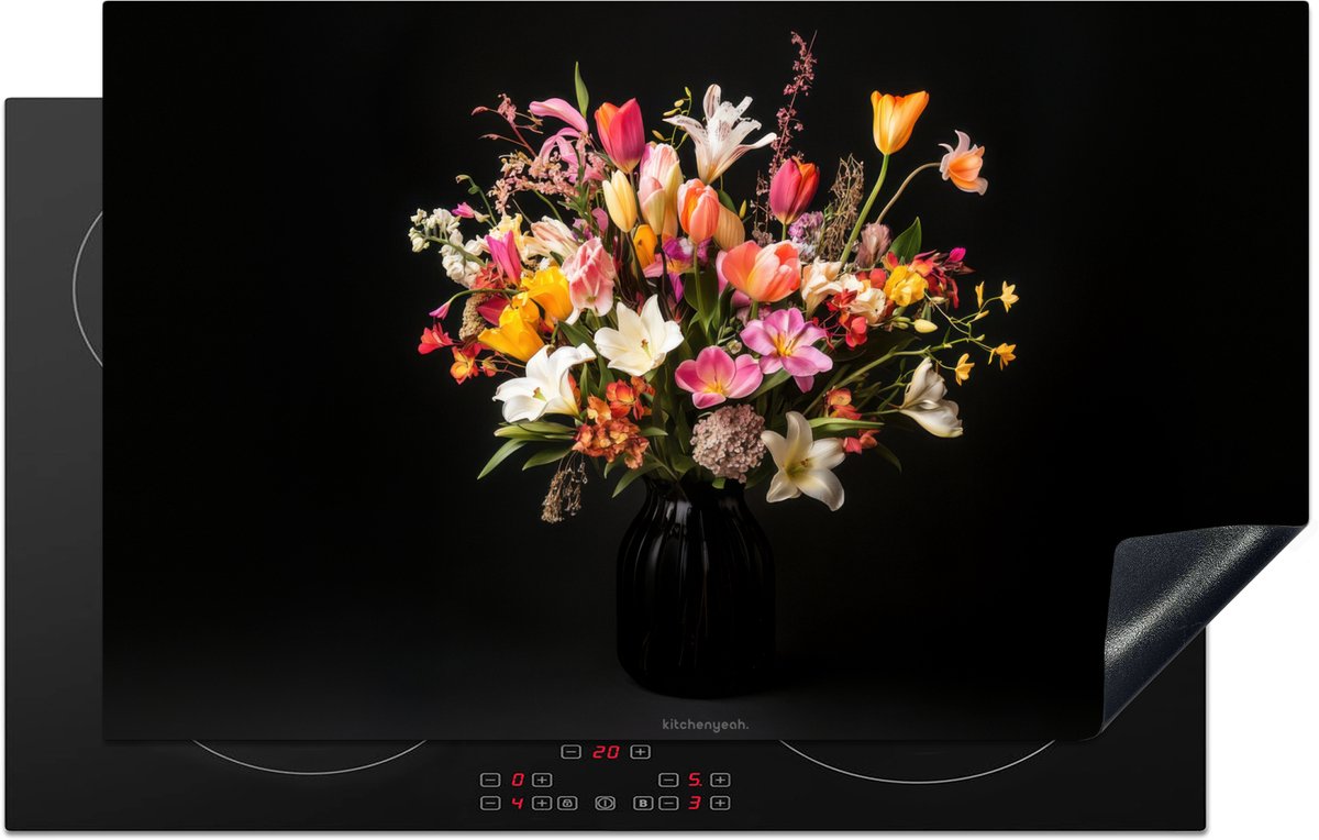 KitchenYeah® Inductie beschermer 85x50 cm - Bloemen - Boeket - Kleurrijk - Kookplaataccessoires - Afdekplaat voor kookplaat - Inductiebeschermer - Inductiemat - Inductieplaat mat - Keuken decoratie