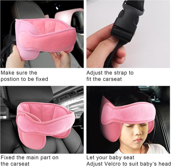 Neksteun voor Kinderen - Nekkussen Autostoel - Neksteun - Hoofdband Roze - Hoofdsteun Voor In De Auto - Hoofdsteun Kussen - Hoofdsteun voor kinderzitje - Hoofdsteun voor Autostoel - Universele Instelbare Reis Hoofdsteun - Veiligheid en Bescherming van Merkloos — afbeelding 4