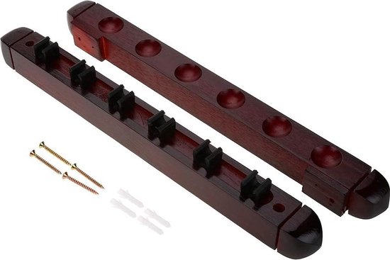 Support de queue de billard, support mural de queue, support de queue de billard en bois, support de 6 queues de billard, support de queue avec 4 vis et fiche d'extension