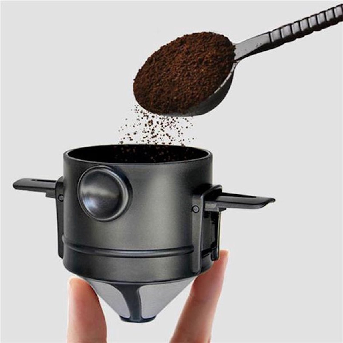 Koffiefilter - Koffiefilterhouder Filterhouder - Koffie Dripper Thee - Zeef - Herbruikbaar - Duurzaam - Reizen - Kamperen -Barista Kantoor - Thuis - Zwart