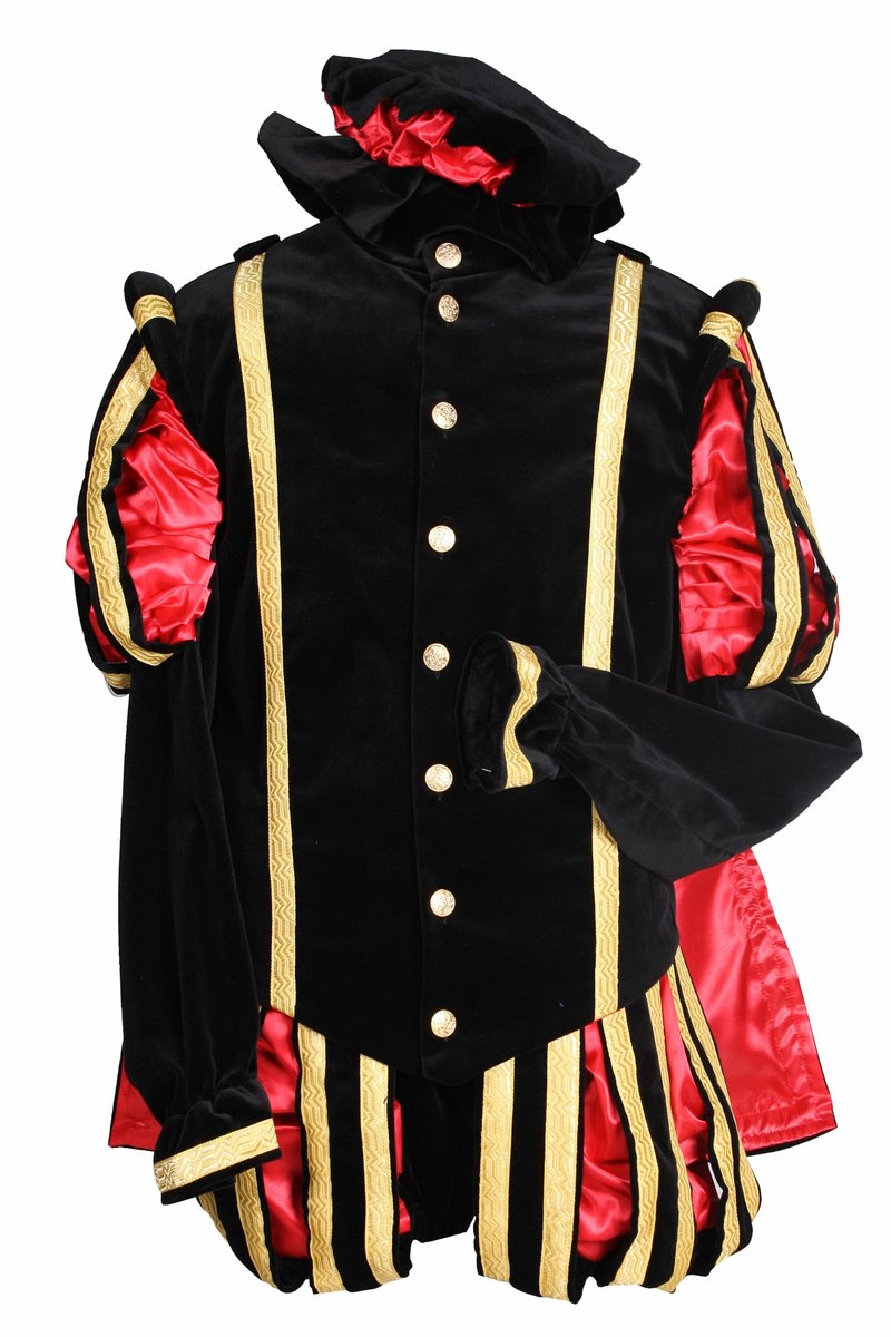 Pietenpak Luxe - Malaga - Zwart Rood - Volwassenen - Maat XL