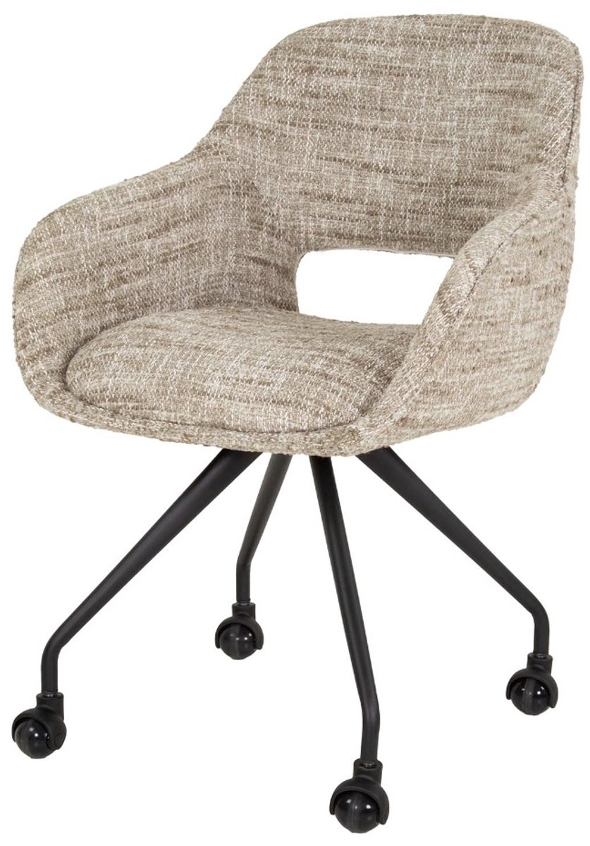 AnLi Style Armstoel spring wieltjes - Eagle zandkleur - set van 2 Beige