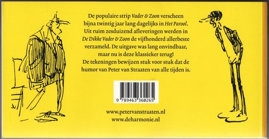 Achterkant boek met Peter van Straaten strips, barcode en websites.
