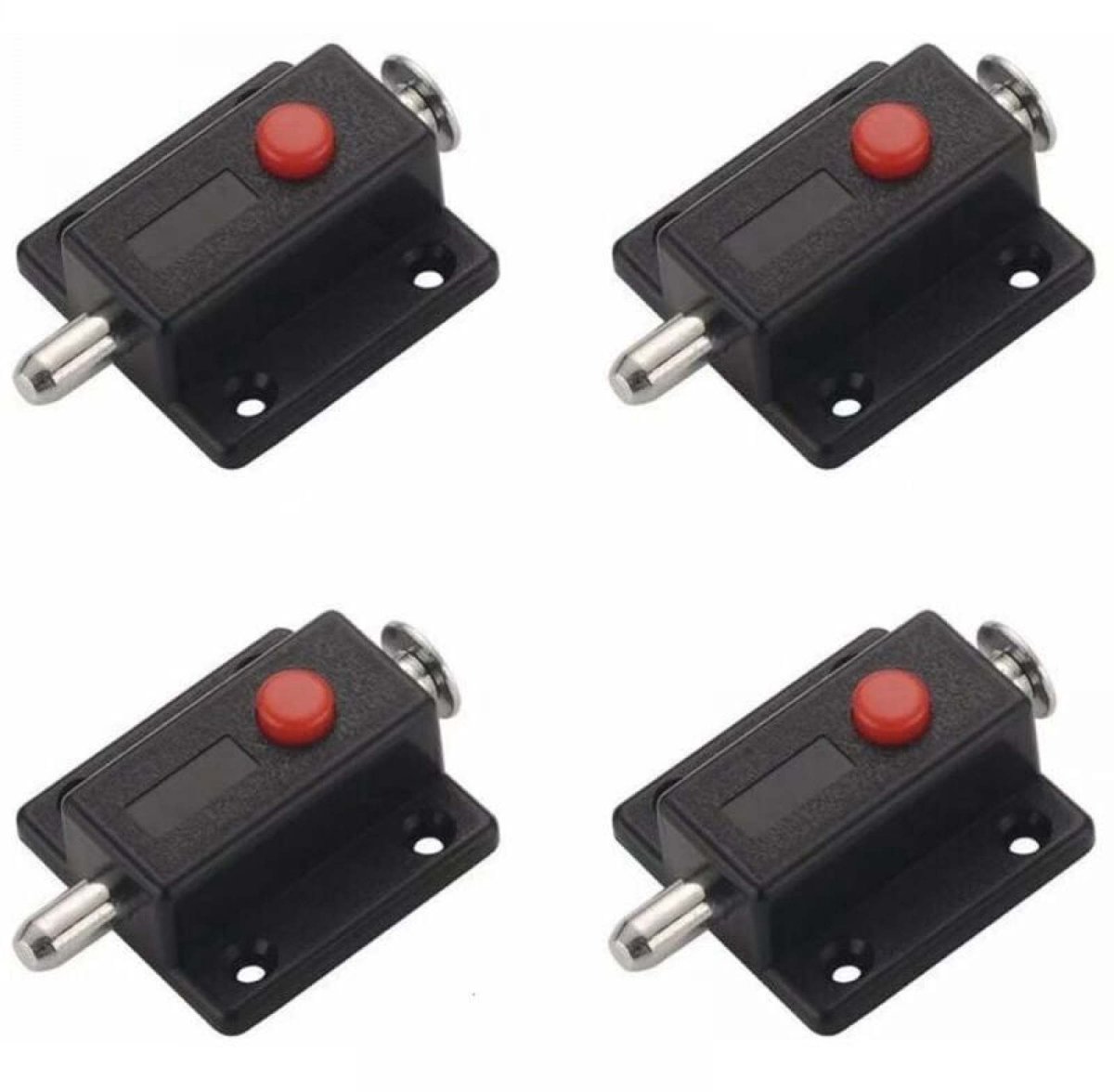 Image of 4 stuks federriegel, automatische veerspan beveiligingsschuifslot voor deuren ramen garderobekasten Duurzaam ABS & ijzeren kern, zwart