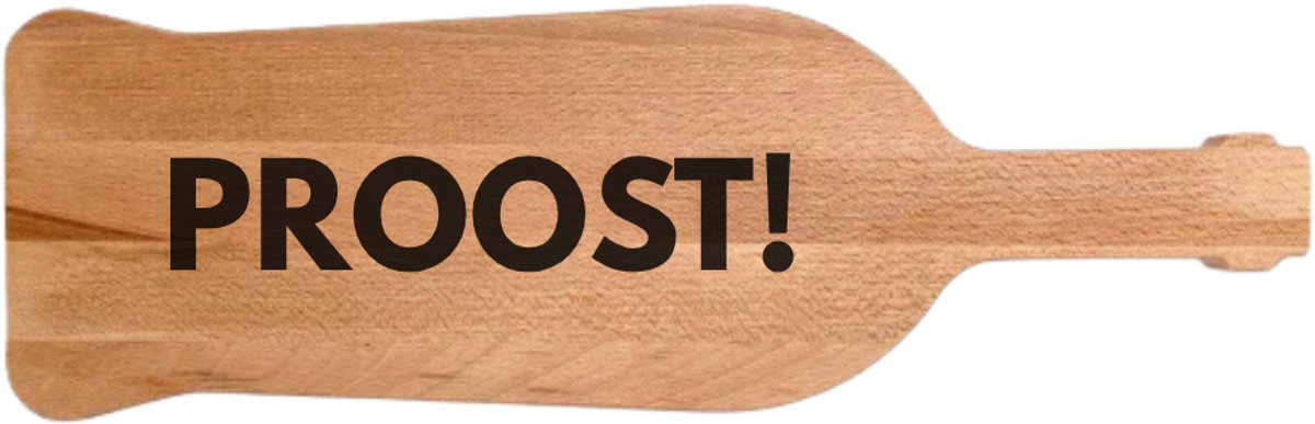 PROOST! - Borrelplank Wijnfles 47x15 cm Beukenhout – Kado – Cadeau Vriendin – Gravering Hout