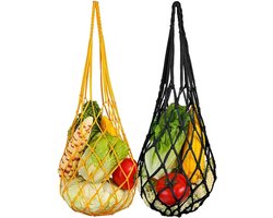 2 Stuks Groente Hangende Voederbak - Traktaties voor Kippen - Fruitfeeder - Kip en Groente Touwzak - Hangende Feeder Speelgoed Gevogelte Fruithouder voor Kippen - Ganzeneend - Grote Vogels (Zwart)