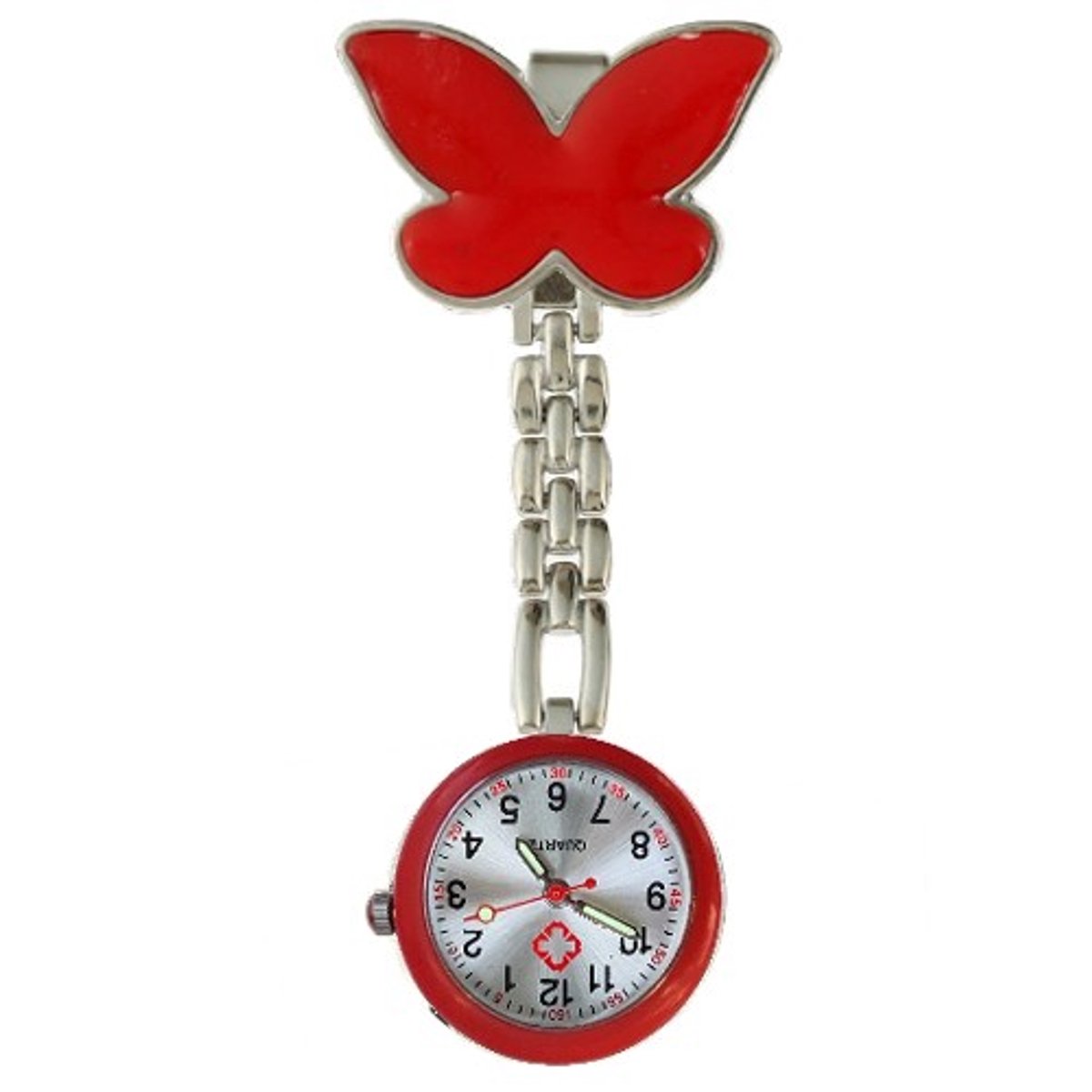 Fako® - Verpleegstershorloge - Zusterhorloge - Verpleegster Horloge - Vlinder - Rood