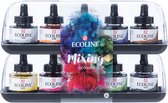 Ecoline set 10 kleuren 30 ml flacons vloeibare waterverf