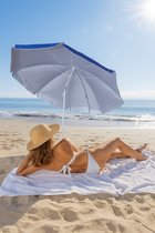 Pincho - Strand - Tuin - Balkonparasol - Mooie Blauwe Parasol - Model 200 - Kantelbaar - Draagtas - Aluminium Frame - Hoge UV Bescherming 99% / UPF 50+