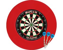 Darts Warehouse Dartbord Set - Classic Bulls Dartbord - Bull's Guard Foam Surround - Nickel Silver Darts - Darten - Cadeau Vader
