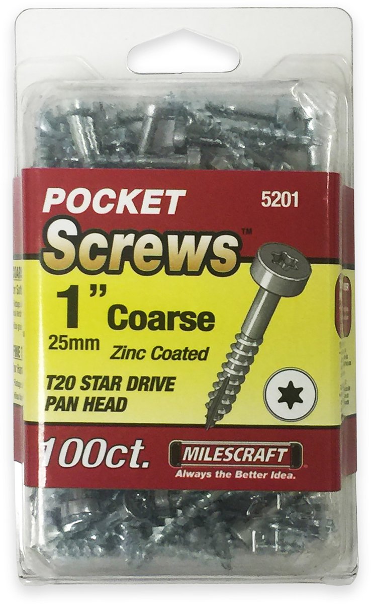 Milescraft Pockethole schroeven Pan Head, T20, grof, 25 mm, zink gecoat, 100 stuks