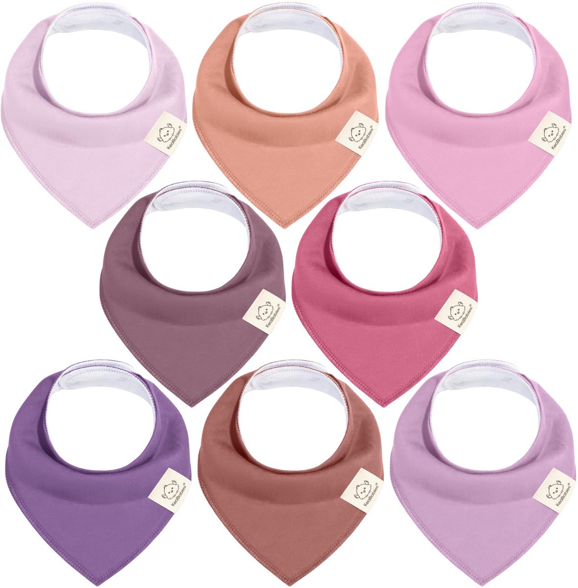 Image of 8-pack baby-slabbetjes van bandana's voor jongens en meisjes - Unisex baby-slabbetjes van bandana's, superabsorberende baby-slabbetjes, biologische katoenen babyslabbetjes, babysjaals voor baby's, kwijlslabbetjes (lila)