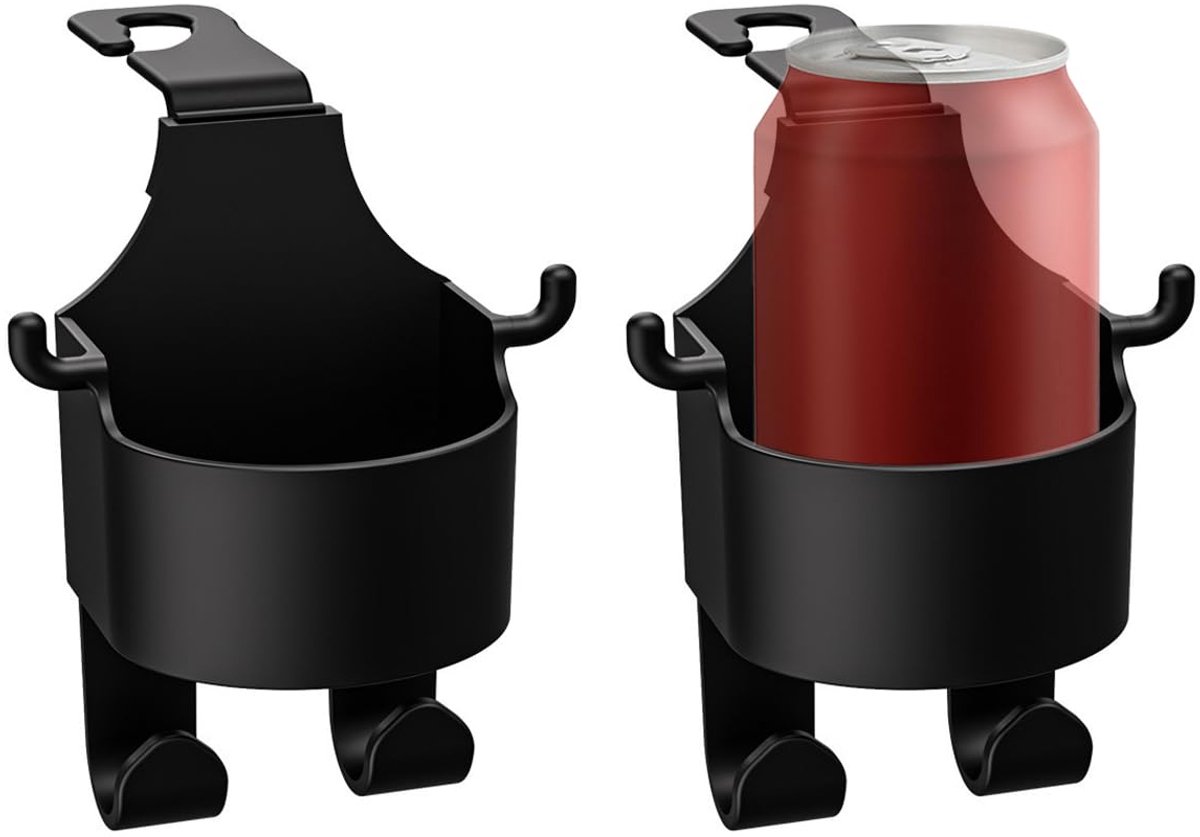 Image of 2-pack autostoelrughaken, autoaccessoires met haken, bekerhouderhaken, universele autostoelrughaken, multifunctionele bekerhouderhaken, autohoofdsteunhaken (zwart)