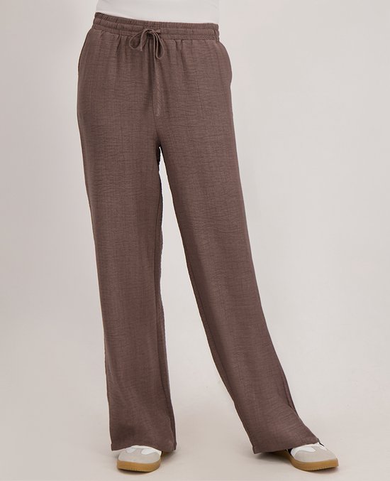 Je m'appelle Dames Broek Straight fit Met stretch - Bruin - Maat XXL