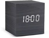 Finnacle - Houten Wekker -Digitaal - Temperatuur - 6/6CM - Mini klok - Op je nachtkastje - Batterij/USB - Zwart