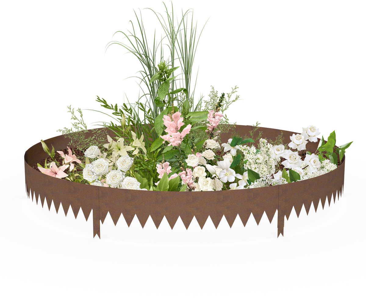 Aufun Gegalvaniseerde Gazonrand Flexibele Gazonrand 200 mm Hoog Stalen Landschapsrand Weerbestendige Bloemperkrand Tuinbestrating Rand Tuinrand (5 stuks, 5 m - koperkleur)