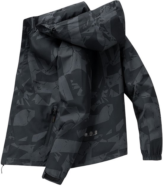 Aventury® Windjack - Windjack Heren - Regenjack - Regenjas Heren - Regenjas - Outdoorjassen - Maat XL - Camouflage grijs