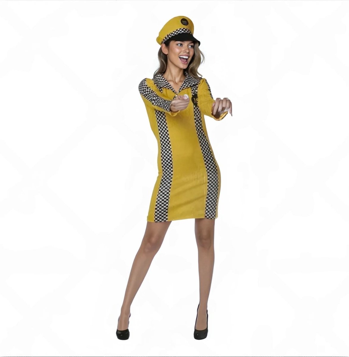 Sexy Taxi Chauffeur Outfit voor Vrouwen – Mini-jurk met Pet – Rolspel Kostuum - Maat L