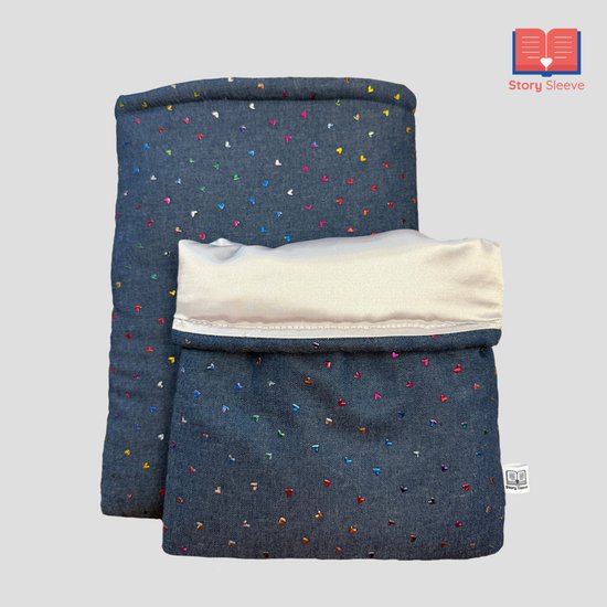 Foto: Story sleeve book sleeve e reader sleeve rainbow hearts 27 x 23 cm ook geschikt voor e reader boekenhoes boekbeschermer boekhoes booksleeve voor boek