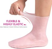 Hydraterende sokken - Hydraterende gelsokken - Zachte hydraterende voetsokken voor mannen en vrouwen Gelsokken - Siliconen hydraterende gel hielsokken, antislip sokken voor droge, gebarsten voeten (roze, L)