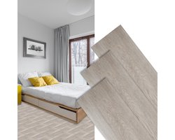 PVC laminaat zelfklevend set (35 Stuks, 5m²) Waterdicht & Anti - Ritsel voor Keuken, Woonkamer en Balkon, Wit Eiken
