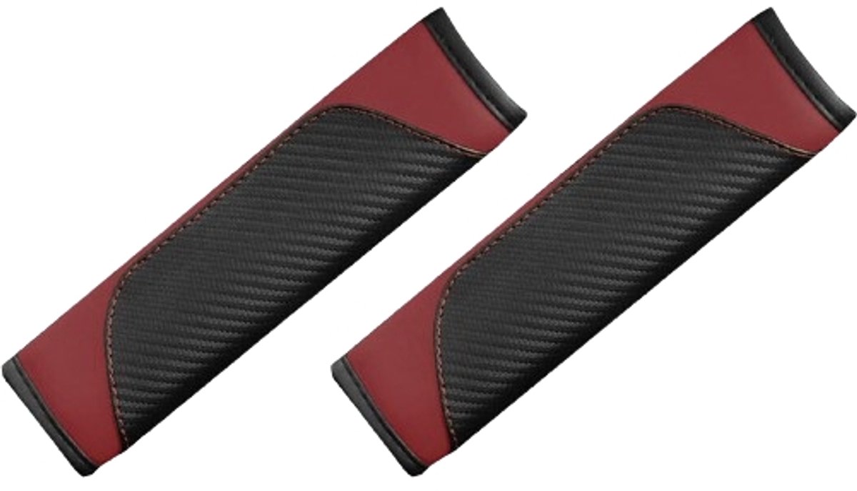 Image of 2 schouderbeschermers voor autogordels - Gordelbeschermers voor kinderen en volwassenen - Universele zachte gordelbeschermers voor autogordels - (wijnrood)