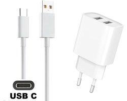 OneOne 2.4A lader met 2 poorten + 1,5m standaard USB C kabel. Oplader adapter past op Boox (ONYX) eReader Note 4 / 5, Note Air 2 / 2+, Nova 3 Color, Nova Air C, Poke 3 / 3 SE, Poke 4 Lite,