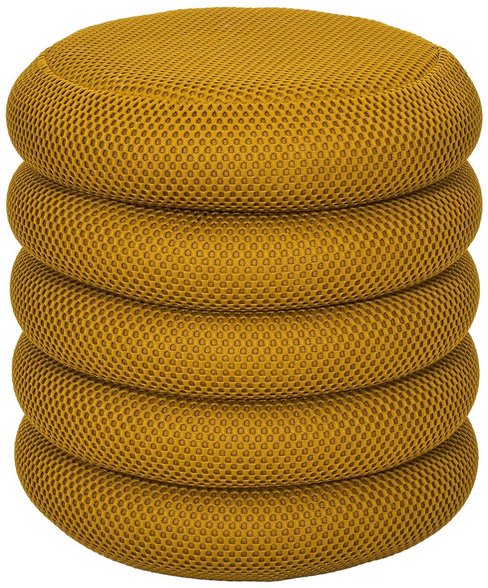 Home Deco Factory Poef/krukje Freya - stof - okergeel - met opbergruimte - D37 x H44 cm - bijzet stoeltjes