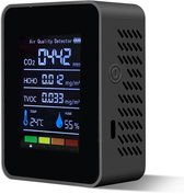 Moniteur de qualité de Air intérieur 5 en 1, testeur de qualité de l'air intelligent portable pour le CO2 | TVOC | HCHO | Temp | Hum, Test de qualité de Air pour la Home, le Office, École, Hotel et la voiture (noir)
