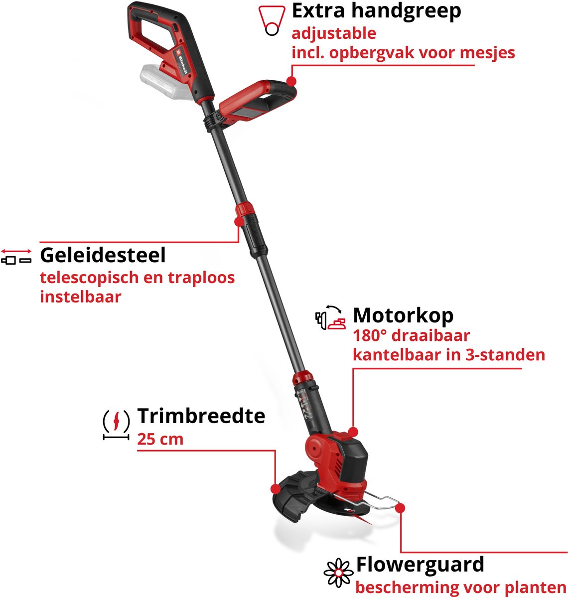 Einhell Accu Grastrimmer GE-CT 18/25 Li Solo - Power - afbeelding 2