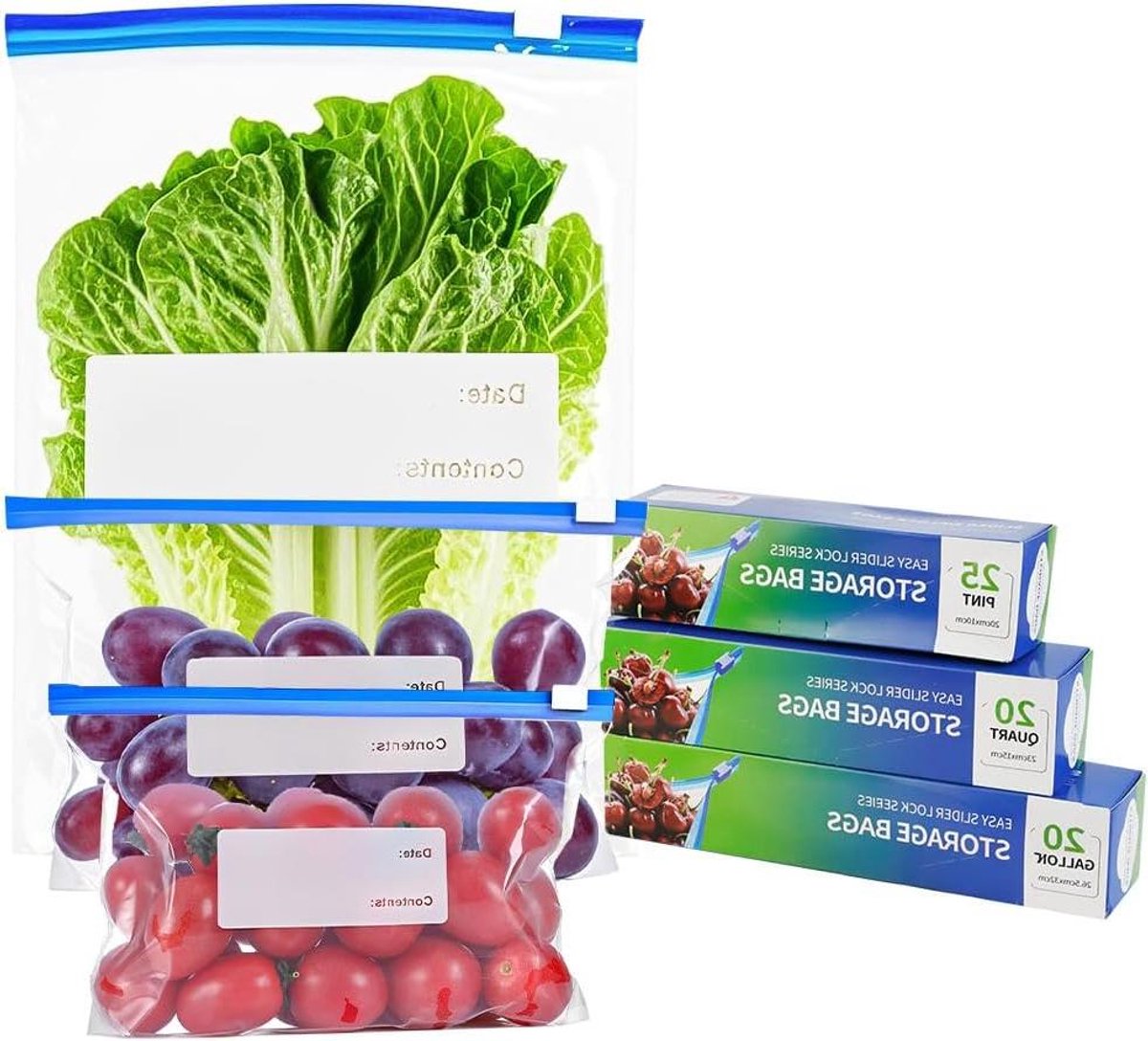 Inovra Plus - Diepvrieszakken met ritssluiting voor levensmiddelen - 3 maten - herbruikbaar - voor groente, fruit en vlees