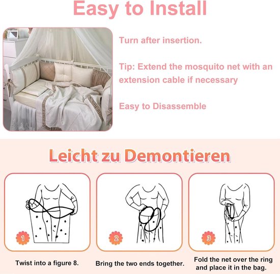 Klamboe voor bed | Groot insectennet voor een- & tweepersoonsbedden - ideaal voor op