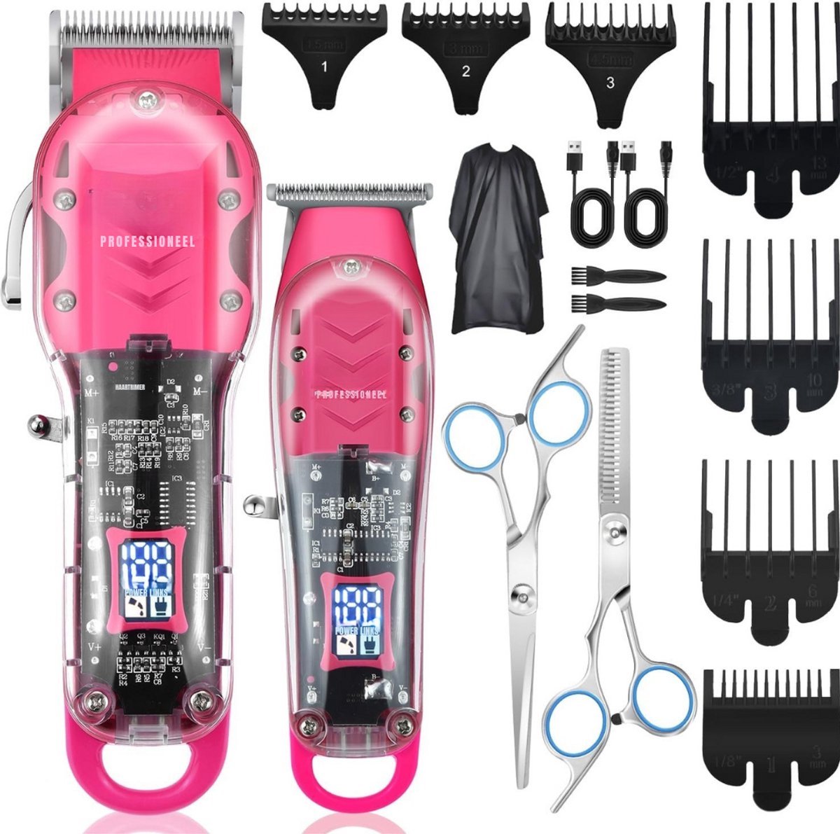 Thuys – Tondeuse Hoofdhaar – Haartrimmer – Mannen – Zero Gap Baardtrimmer – 25 x 25 x 10cm – Roze