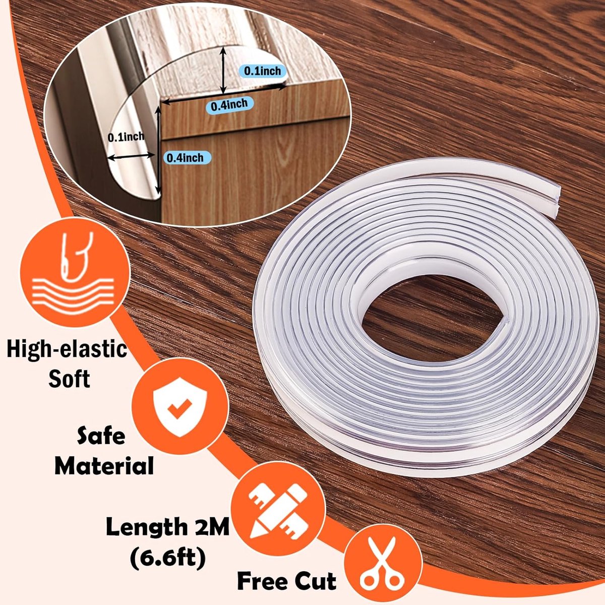Hoekbeschermers baby - 2,0 meter - Tafelbeschermer - Verbeterd - Veiligheid Baby Kind & Peuter - Silicagel tootrand Bescherming Set - Hoekbeschermers tafel - Zelfklevend - transparant - Geschikt Vooraf aangebrachte tape Geschikt voor meubels – foto 2