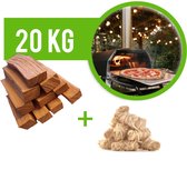 20kg Pizzahout Eik 3x11cm passend multi-fuel model pizzaovens | Eik incl. aanmaakwokkels | Dymbox | o.a. geschikt voor Ooni Karu pizza oven
