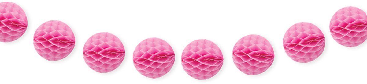 Slinger | Baby shower | roze | 2.5 meter | 8 pompoms | doorsnede ca.10cm