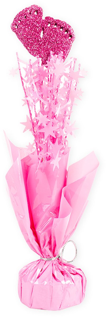 Tafeldecoratie | Its a girl | voetjes | roze | Hoogte 38 cm | Breedte 8 cm | babyshowerdecoratie