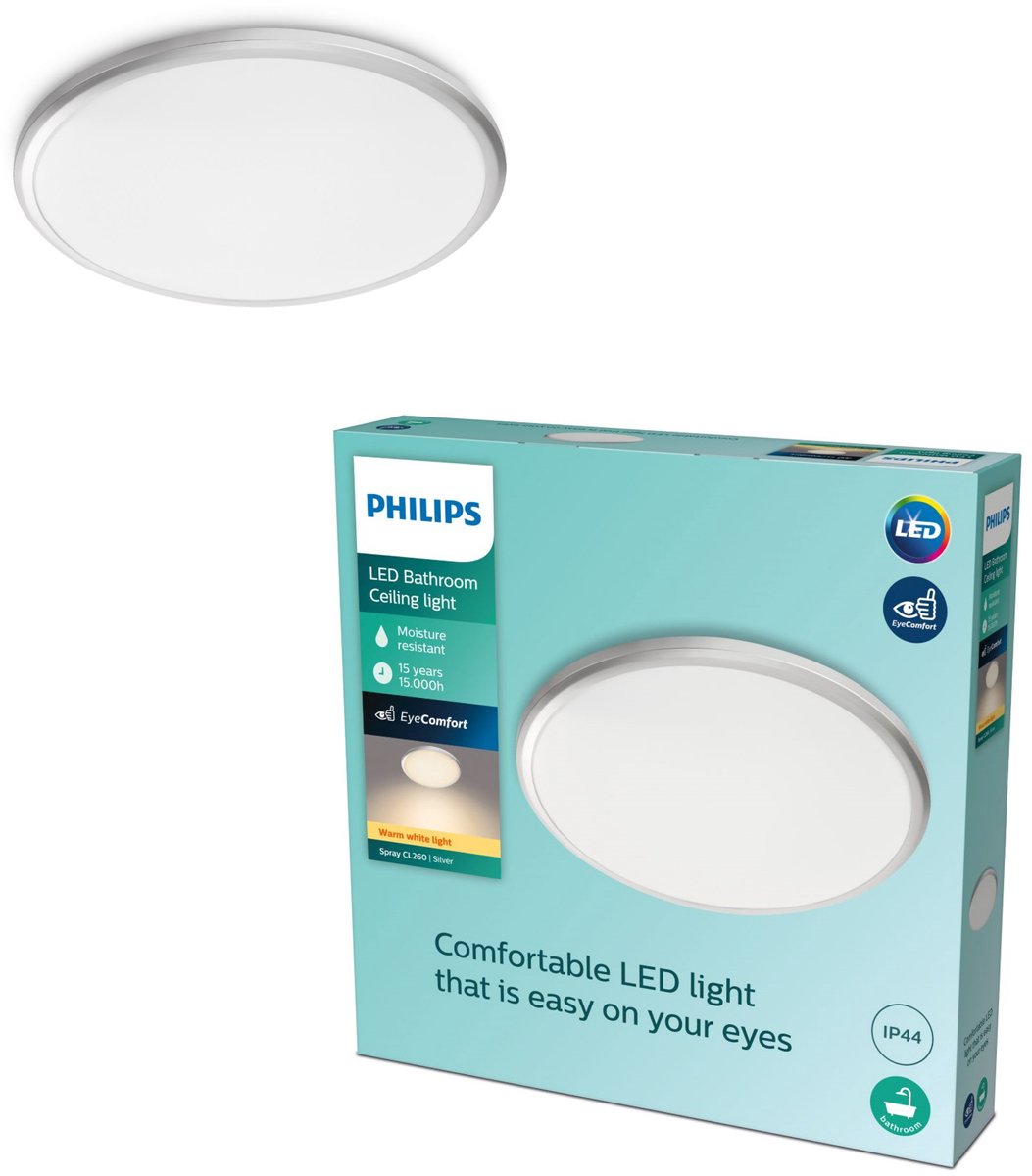 Philips badkamer LED plafondlamp Spray 1x12W 2700K grijs