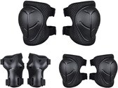 Skate Beschermset Kinderen - Skate bescherming - Skeeler Beschermset -Kniebeschermers voor kinderen - voor skaten, fietsen, fietsen, rolschaatsen, steps - knie- en elleboogbeschermers voor kinderen - kniebeschermersset - Zwart - Skatebeschermers