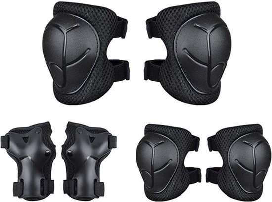 Skate Beschermset Kinderen - Skate bescherming - Skeeler Beschermset - Geschikt voor skaten, fietsen, fietsen, rolschaatsen, steps - knie- en elleboogbeschermers voor kinderen - kniebeschermersset - Zwart - Skatebeschermers