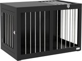 PawHut Hundekäfig für Zuhause, Hundehütte, Haustierkäfig für mittelgroße Hunde, Hundebox mit Türen, Hundehaus, Transportkäfig, Schwarz, 80 x 50 x 56,5 cm